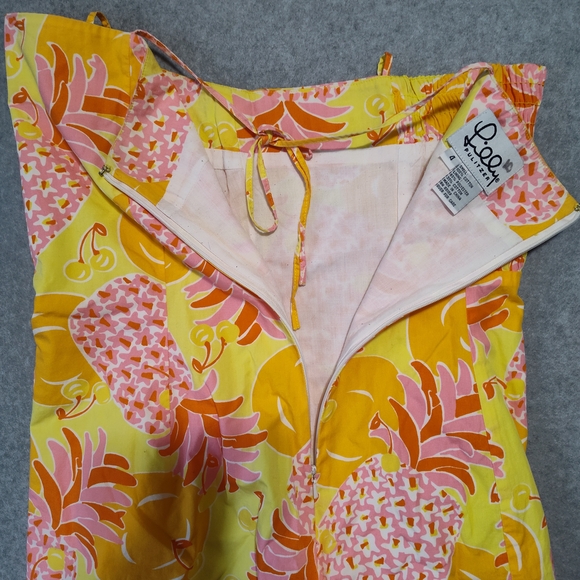 Lilly Pulitzer Yellow and Pink Pineapple Women's Size 4 Dress Vintage - Picture 6 of 9